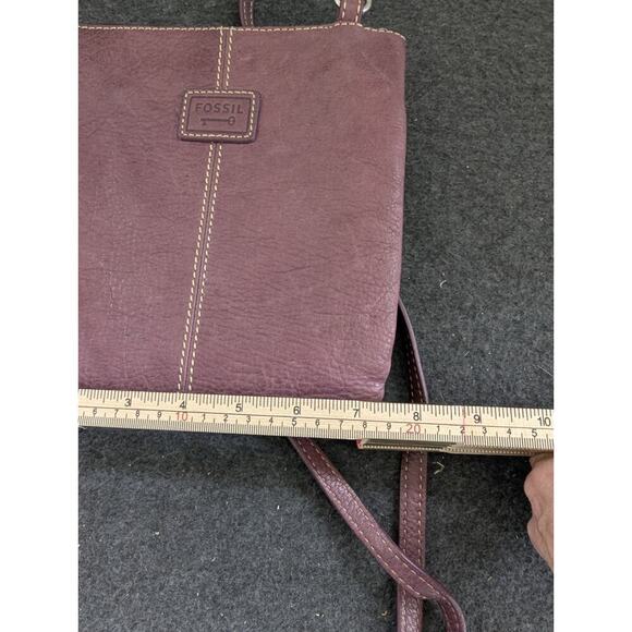 Fossil Vintage Leather Burgundy Plum Crossbody Bag Shoulderbag Purse Slim - Picture 13 of 13